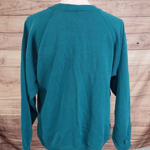 VINTAGE HANES HER WAY USA MADE GREEN BLANK PLAIN CREW NECK SWEATSHIRT SZ XL - Picture 4 of 7